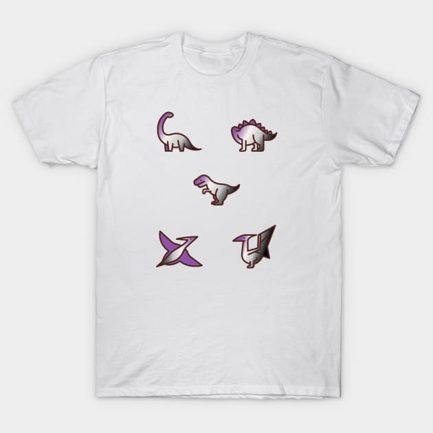 Discreet Pride Asexual Dinosaurs T-Shirt by ColoredRatioDesign